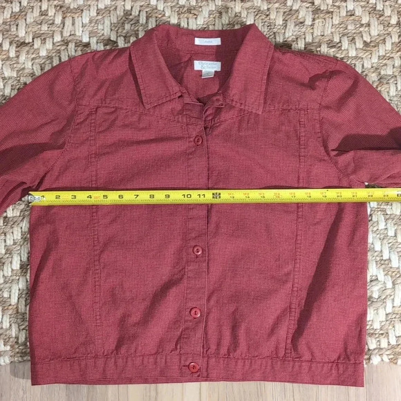 Christopher & Banks Red Houndstooth Button Up Top - Picture 7 of 7